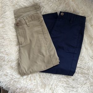 CAT & JACK Bundle of Tan & Blue Chino Pants with Adjustable Waist Size 5